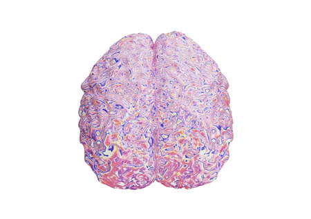 Abstract colored human brain activity, overbrain, overmind, view top, 3d illustration