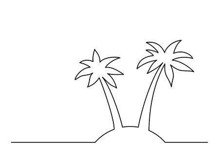 Continuous line drawing of palm trees on white background vector illustration.のイラスト素材