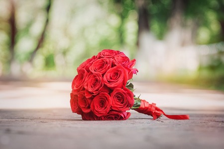 Beautiful wedding bouquet and Beautiful wedding ringsの写真素材