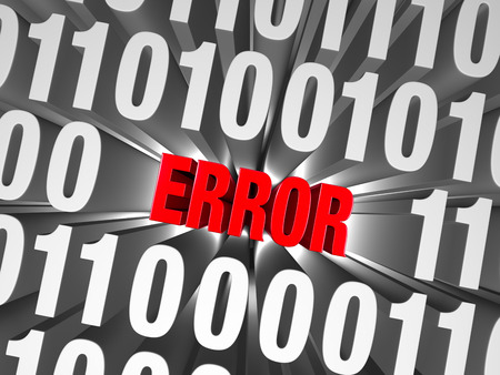 A glaring, red  ERROR  hides deep in a field of computer code  の写真素材