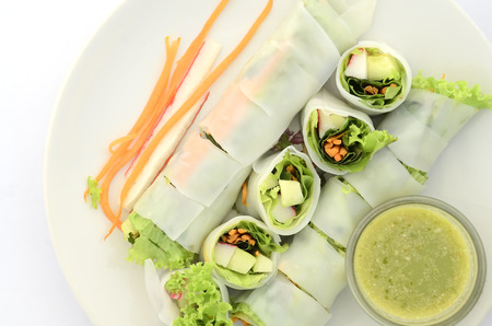 roll of vegetable and spicy sour sauce