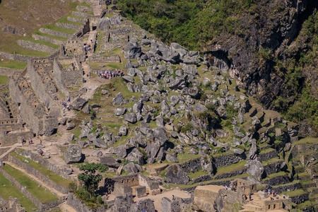 Machu Picchu stone field view from Huyana Picchuの写真素材