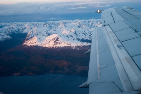 In the airplane close to Ushuaiaの写真素材