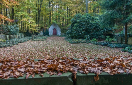 Forest cemetary with chapel and wall