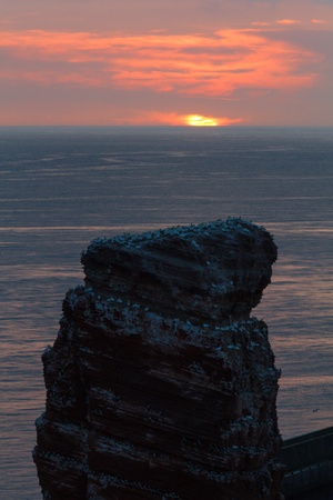 Top of Lange Anna Sundown on Helgoland calm seaの写真素材