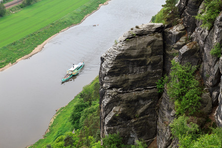 Elbe river seen from the Basteiの写真素材