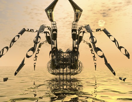 Digital visualization of a spiderの写真素材