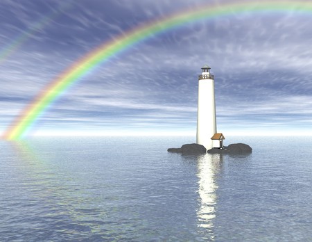 Digital visualization of a lighthouseの写真素材