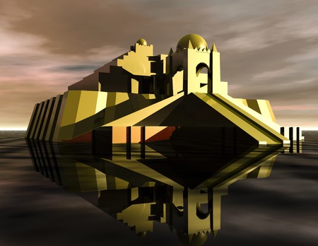 Digital visualization of a zigguratの写真素材