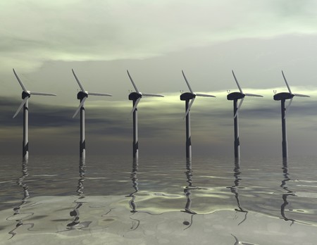 Digital visualization of windmillsの写真素材