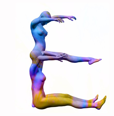 Digital visualization of posed alphabetic characterの写真素材