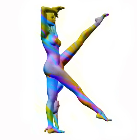 Digital visualization of posed alphabetic characterの写真素材