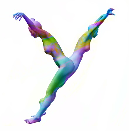 Digital visualization of posed alphabetic characterの写真素材