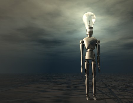 digital visualization of a bulb headの写真素材