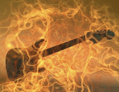guitar in flamesの写真素材