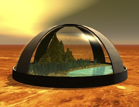 digital rendering of a science fiction biosphereの写真素材