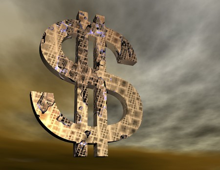 digital rendering of a dollar symbolの写真素材