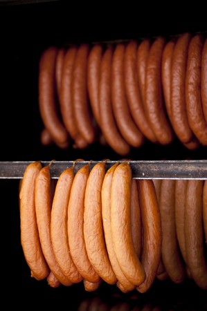 sausages in a market standの写真素材