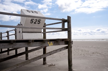 beach scene in st. peter-ording / germanyの写真素材