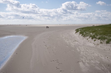 beach scene in st. peter-ording / germanyの写真素材