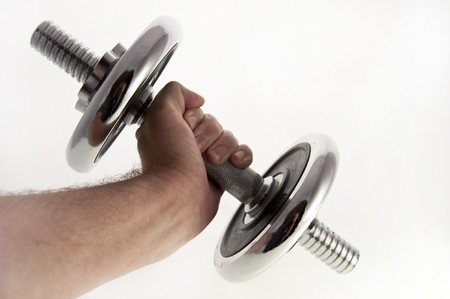 close up of a hand with weightの写真素材