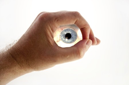 composition of hand and eyeの写真素材