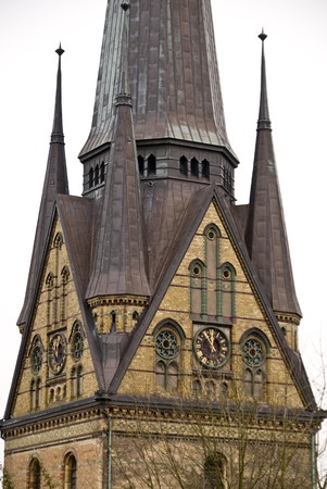 architectural detail of a church steepleの写真素材