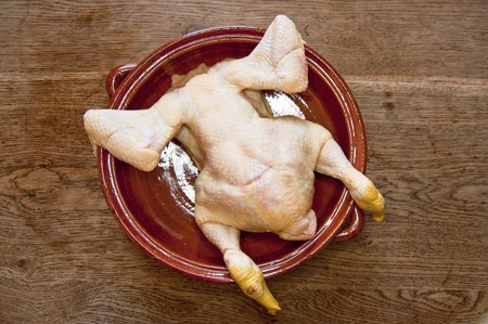 preparation of a  roasted chickenの写真素材