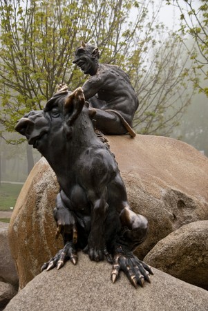demonic sculpture in Harz Montains, Germanyの写真素材