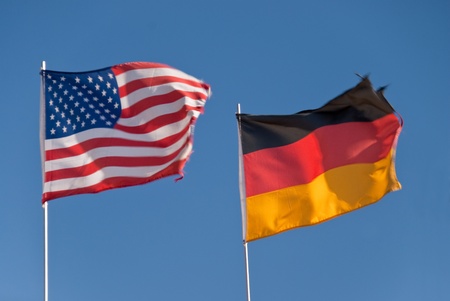 flags of usa and germanyの写真素材