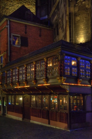 city hall of aachen, germany by night (hdr)の写真素材