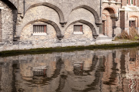 building in the old town of bruges, belgiumの写真素材