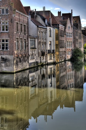 building in the old town of ghent, belgium (hdr)の写真素材