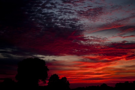 sundown with colorful cloudsの写真素材