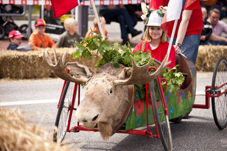Kiel, Germany - June 20: Soapbox derby on the occasion of the Kiel Week 2010, June 20, 2010 in Kiel, Germanyのeditorial素材