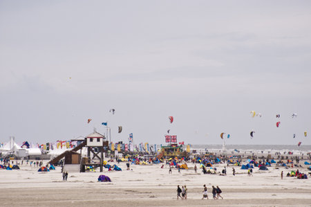 ST. PETER-ORDING, GERMANY - JULY 16-24: Palmolive Kitesurf Worldcup 2010 in St. Peter-Ording, July 16-24, 2010 in St. Peter-Ording, Germanyのeditorial素材