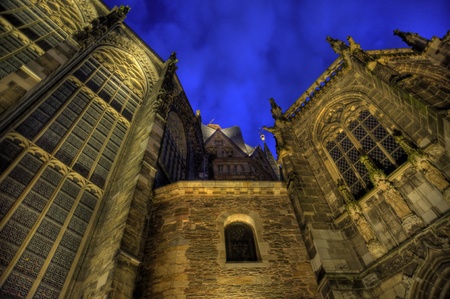 cathedral of aachen, germany by night (hdr)の写真素材