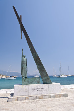 Statue of Pythagoras in Pythagorionのeditorial素材