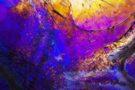 Micro photo of burnt adhesive film in polarized lightの写真素材