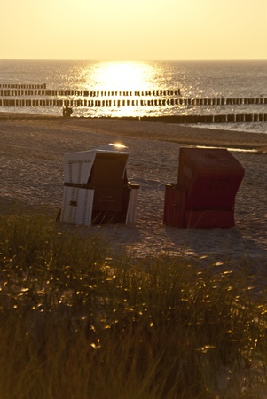 Beach chairs in Ahrenshoop, Germanyの写真素材
