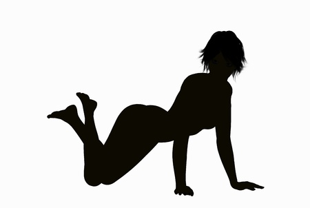 Silhouette of a posing Womanの写真素材