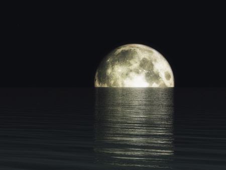 Digital Visualization of a Moonsetの写真素材