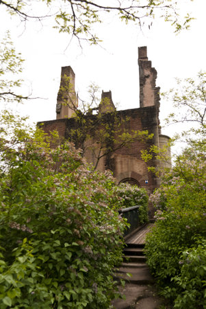 Medieval Ruin of Castle Ramstein in the Eifel, Germanyのeditorial素材