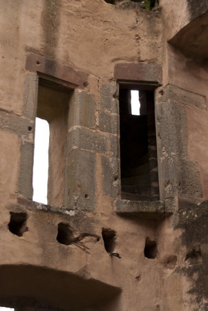 Medieval Ruin of Castle Ramstein in the Eifel, Germanyのeditorial素材