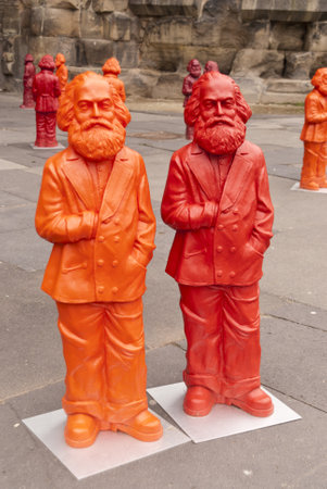 Porta Nigra with Marx Installation in Trier Germanyのeditorial素材