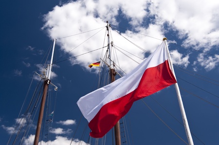 Poland Flag with sailing Mastsの写真素材
