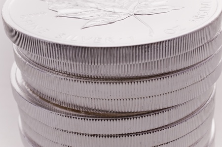 Close up of Silver Coinsの写真素材