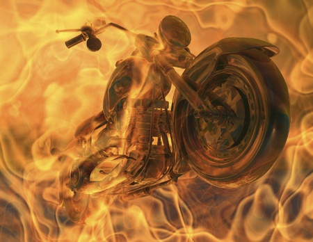motorcycle in flamesの写真素材