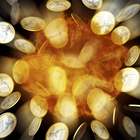 Digital Illustration of raining Eurosの写真素材