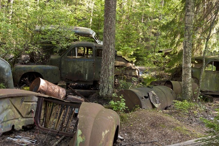 Car Dump in Kirkoe Mosse, Swedenの写真素材